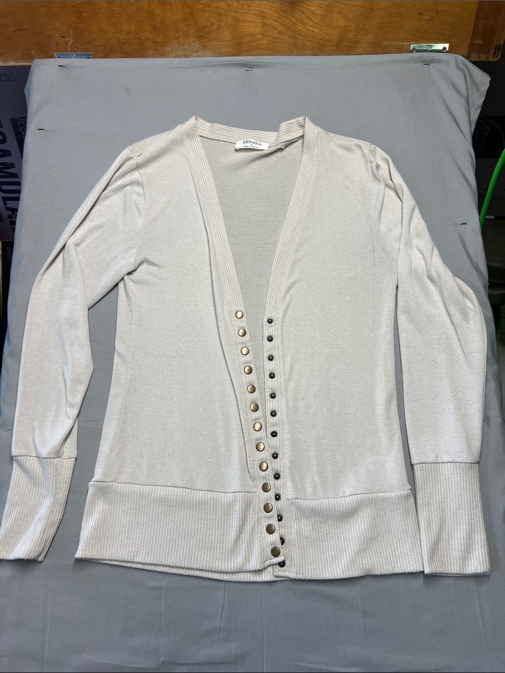 Zenana cream  Snap-Front Cardigan